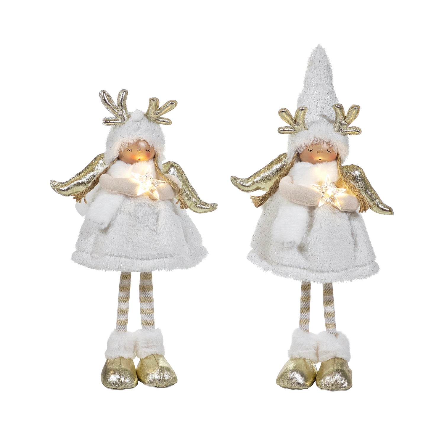 VESTIAMO CASA GRAN NATALE - Angelo Natalizio Luminoso Bianco LED Luce Bianco Caldo h56 cm