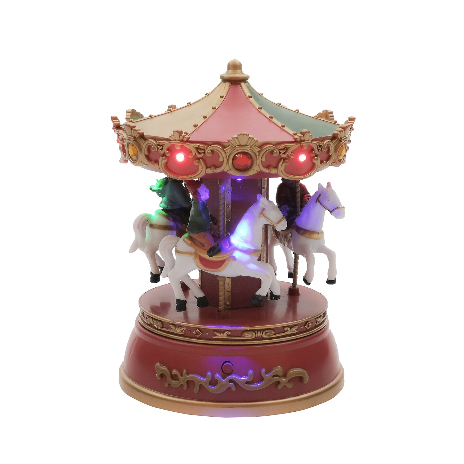 VESTIAMO CASA GRAN NATALE - Giostrina dei Cavalli Natalizia con Movimento, Musica e Luci LED Multicolor h18,5 cm