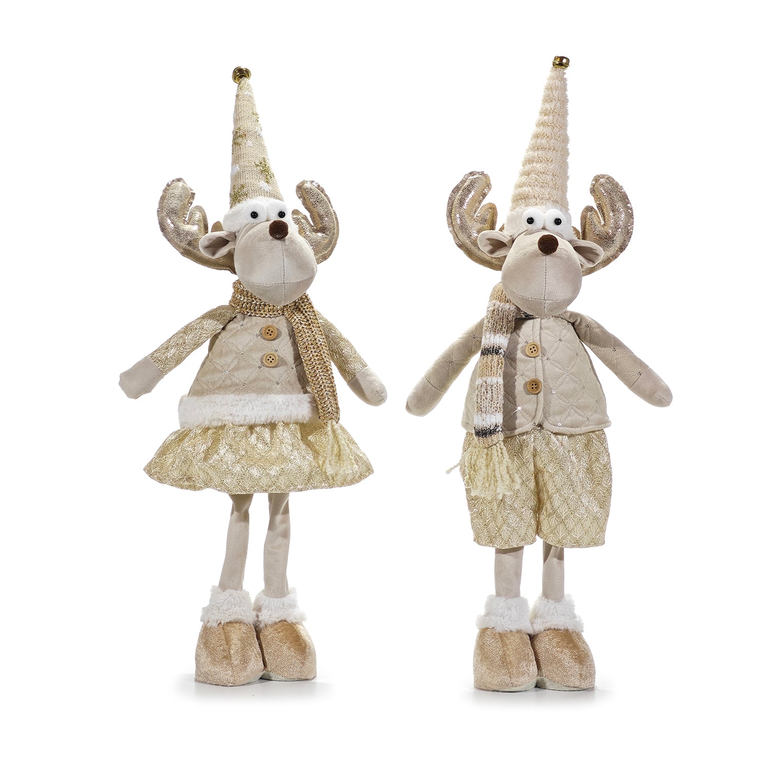 VESTIAMO CASA GRAN NATALE - Renna Natalizia Decorativa Beige h63 cm