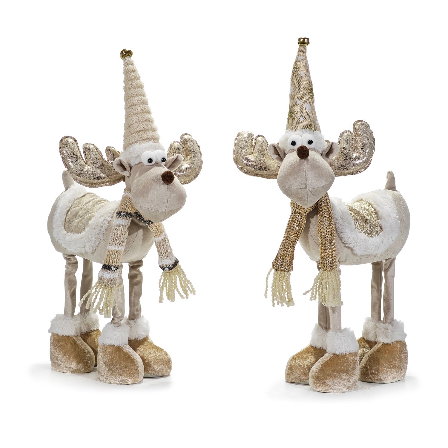 VESTIAMO CASA GRAN NATALE - Renna Natalizia Decorativa con Cappello e Sciarpa Beige h51 cm