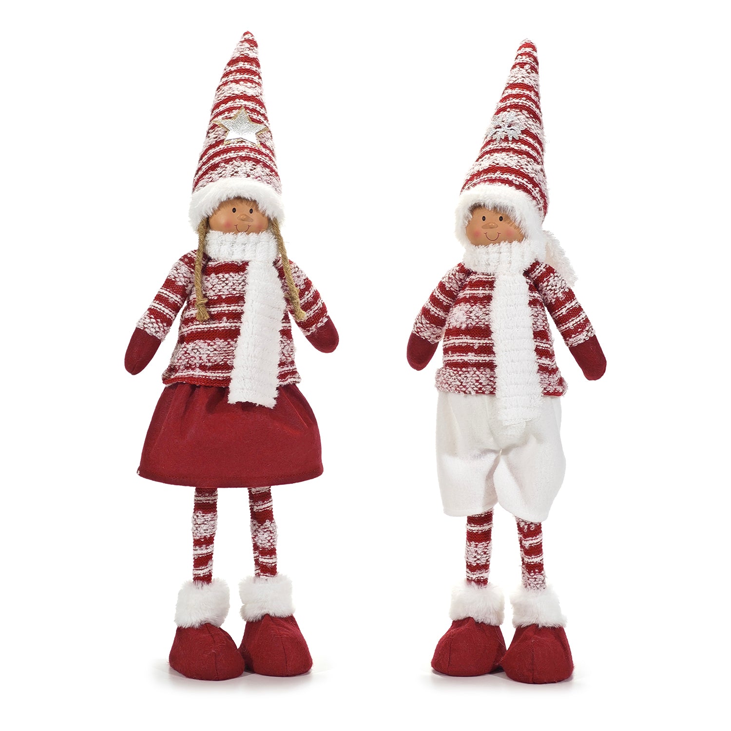 VESTIAMO CASA GRAN NATALE - Personaggio Natalizio con Abito Rosso e Bianco h64 cm