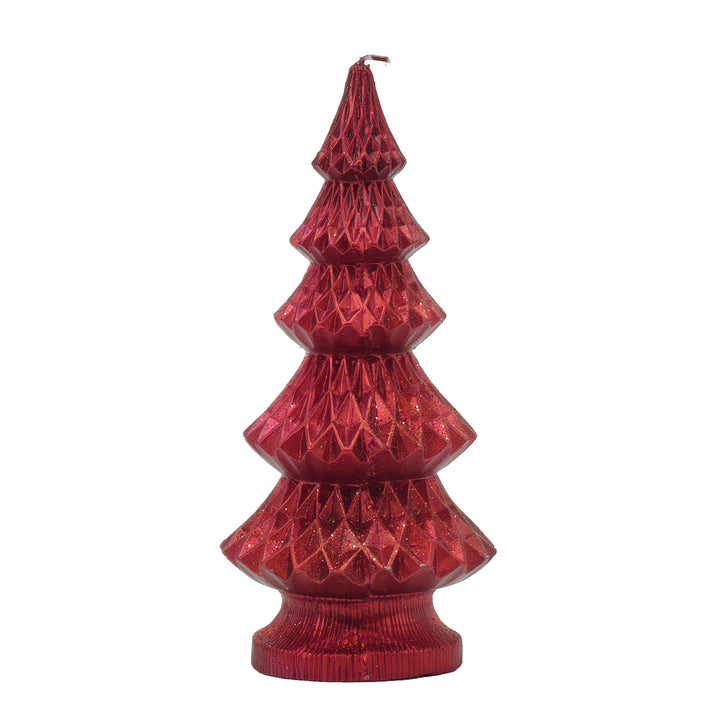 VESTIAMO CASA GRAN NATALE - Candela Albero di Natale Rosso in cera di paraffina h20,5 cm