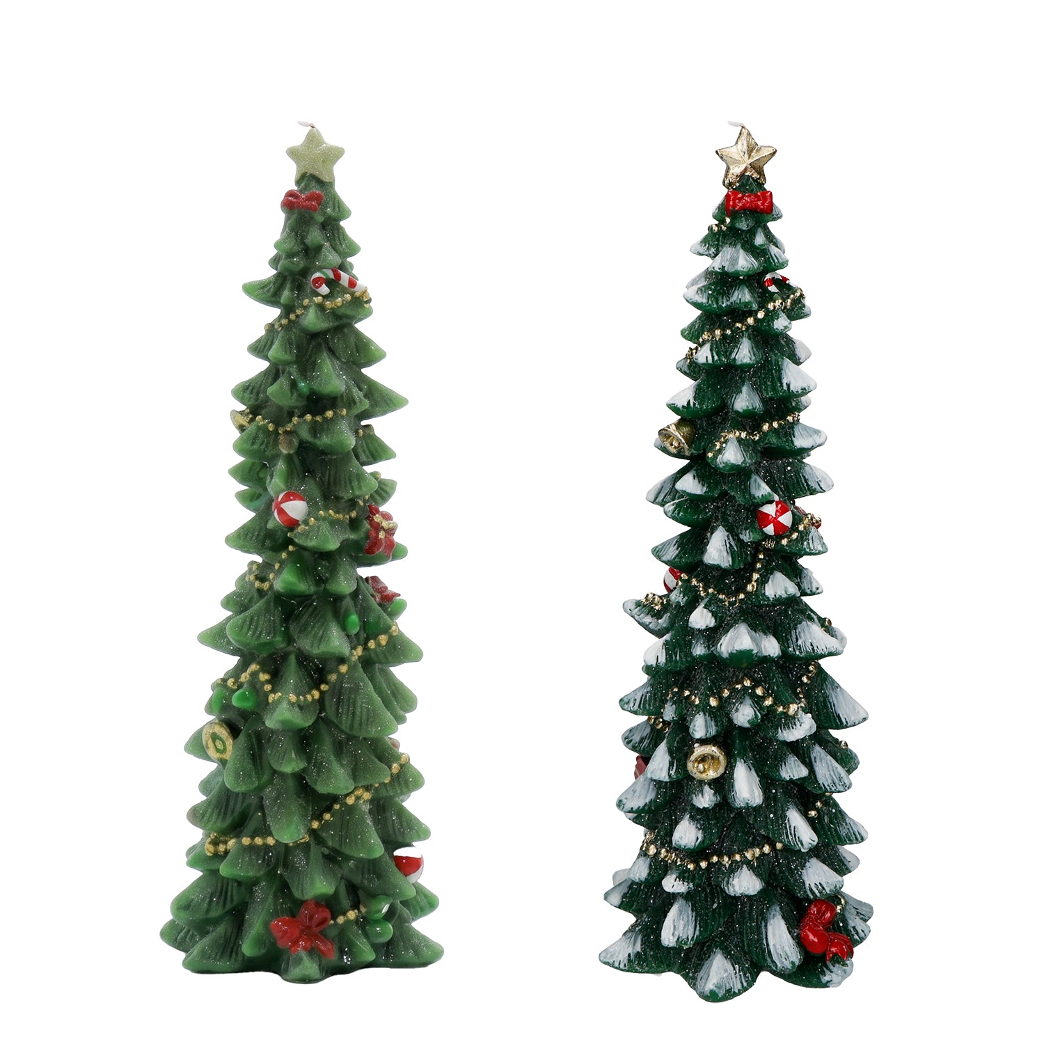 VESTIAMO CASA GRAN NATALE - Candela Natalizia a Forma di Albero Decorato in Paraffina h30 cm