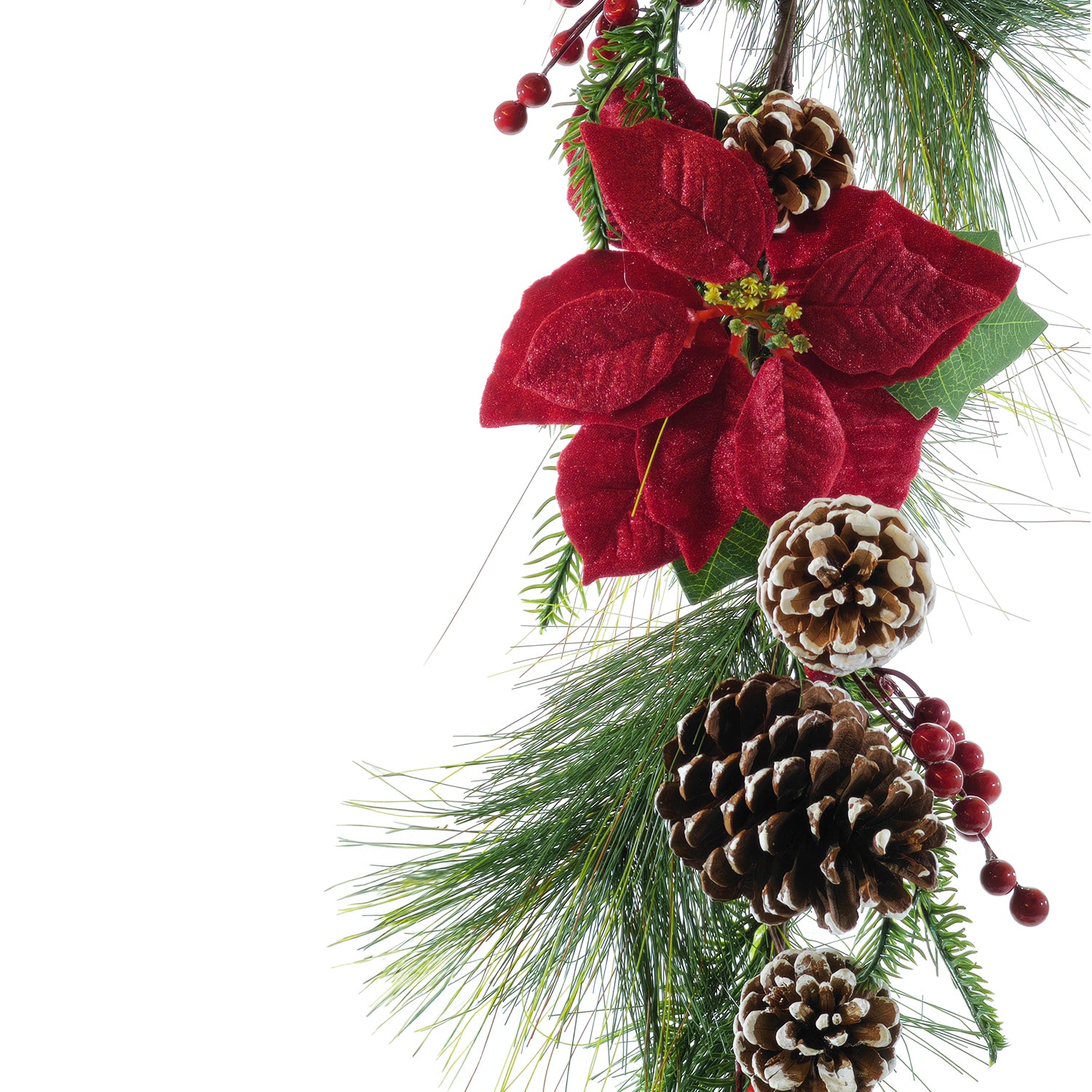 VESTIAMO CASA GRAN NATALE - Ghirlanda Natalizia con Pigne e Stelle di Natale 135 cm
