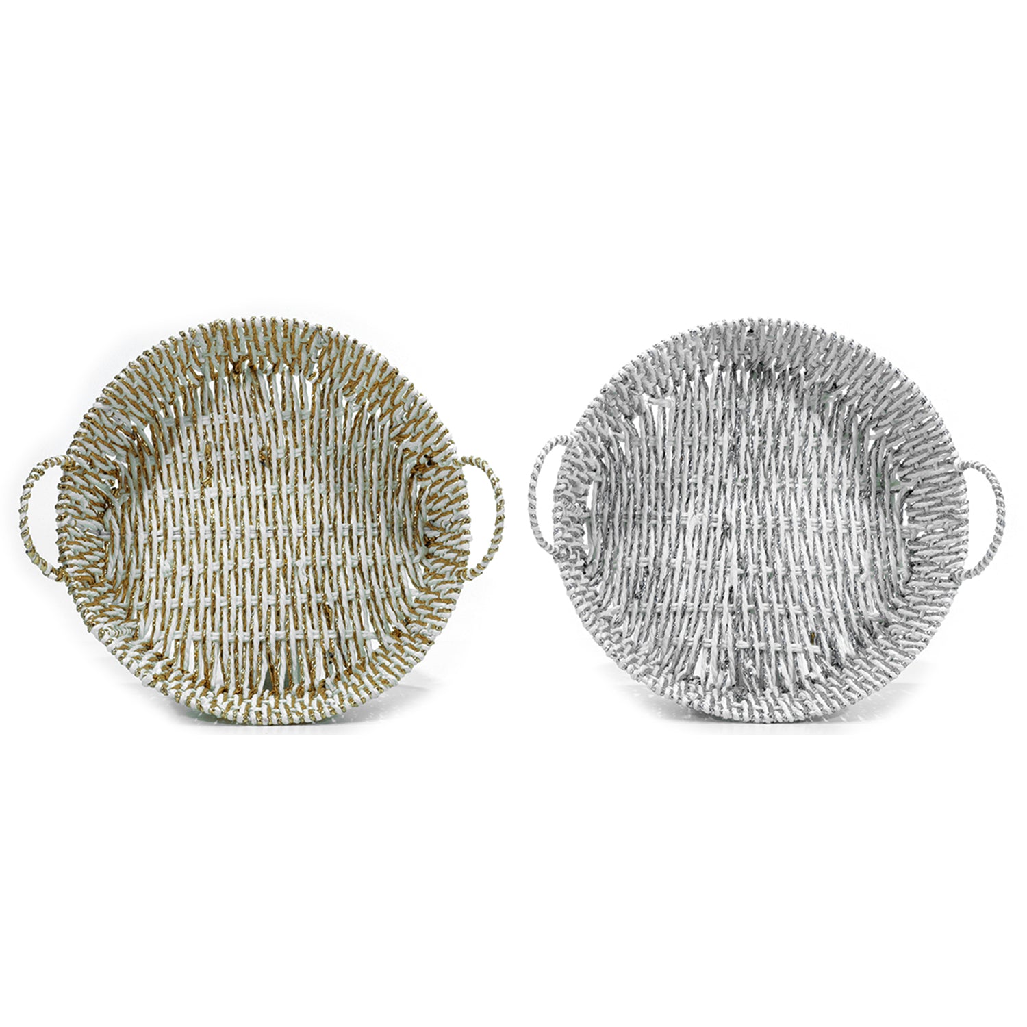 VESTIAMO CASA - Cesta Tonda con manici Bianca - h11 cm diametro 36 cm