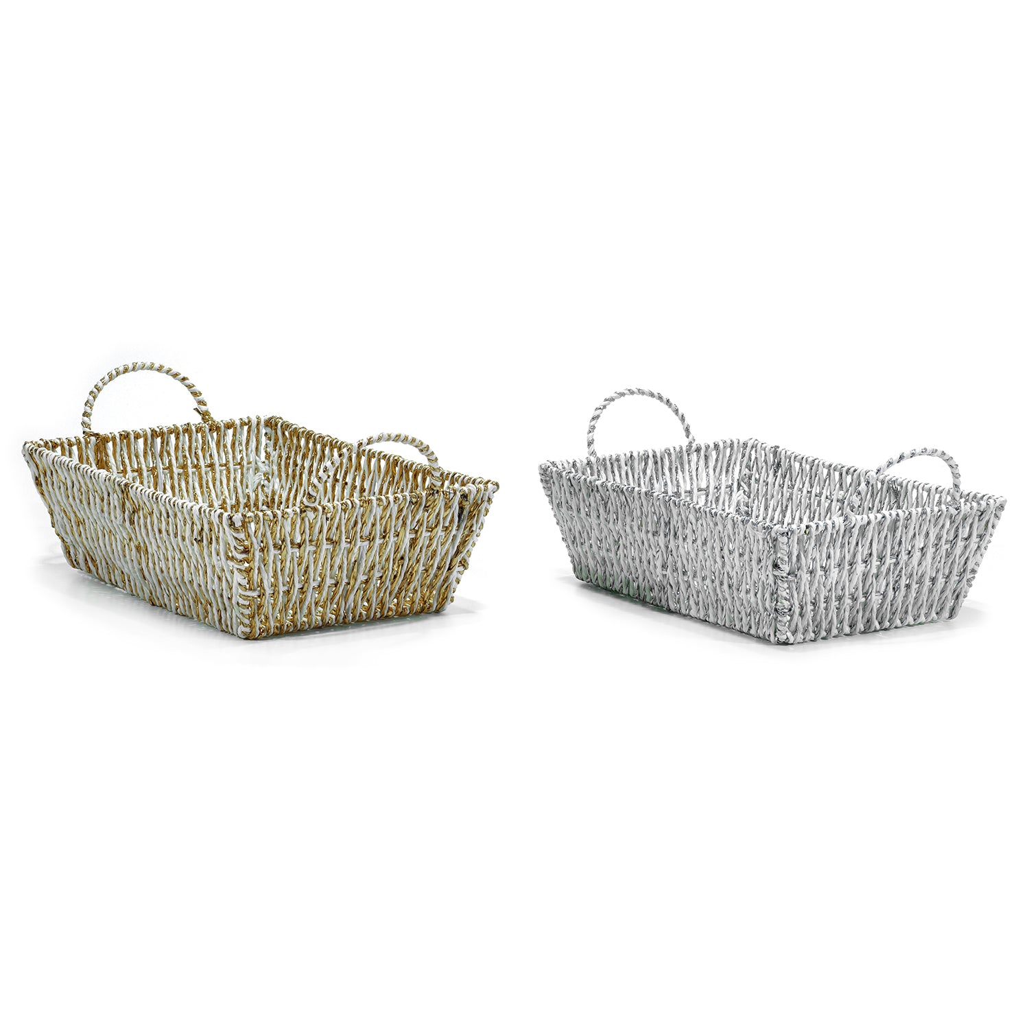 VESTIAMO CASA - Cesta con Manici Rettangolare in Carta Intrecciata 38x26 cm