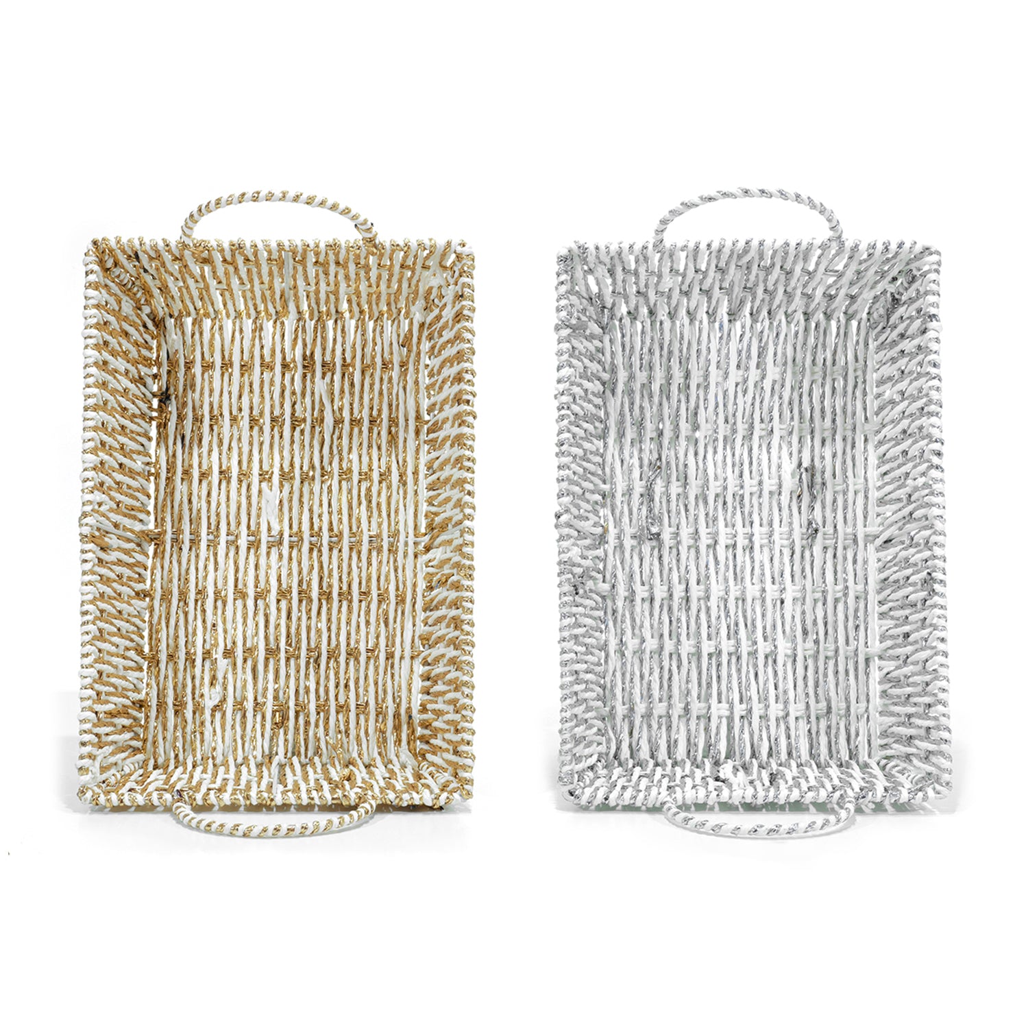 VESTIAMO CASA - Cesta con Manici Rettangolare in Carta Intrecciata 38x26 cm