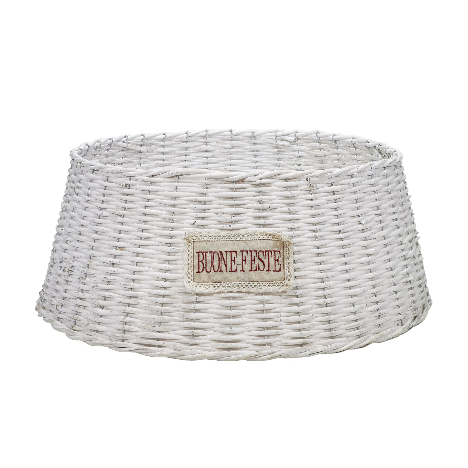 VESTIAMO CASA GRAN NATALE - Copri Base Albero di Natale Salice Bianco h20 cm diametro 54 cm