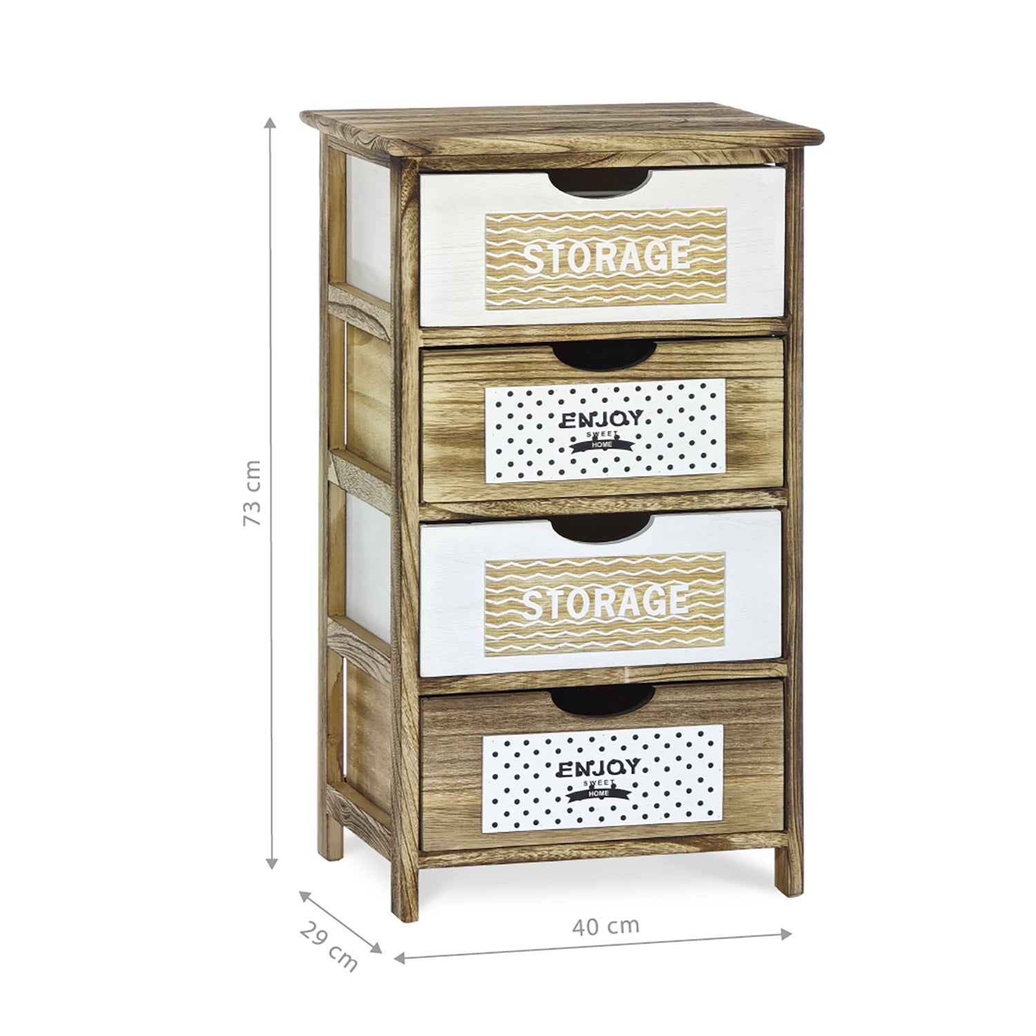 VESTIAMO CASA - Mobiletto Multiuso 4 cassetti Legno di Paulownia Linea Woodhandy - h73x40x29 cm