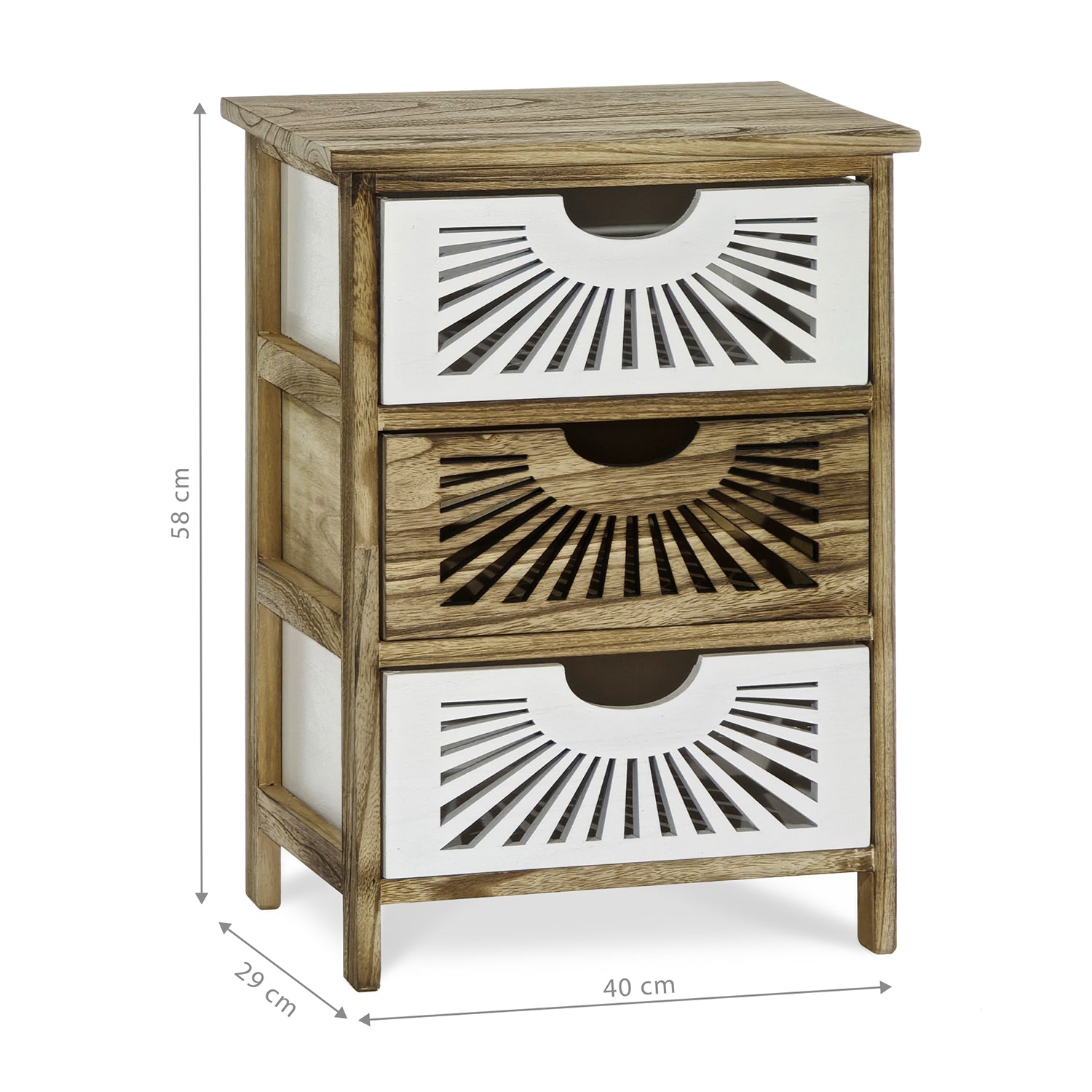 VESTIAMO CASA - Mobiletto Multiuso 3 cassetti Legno di Paulownia Linea Woodhandy - h58x40x29 cm