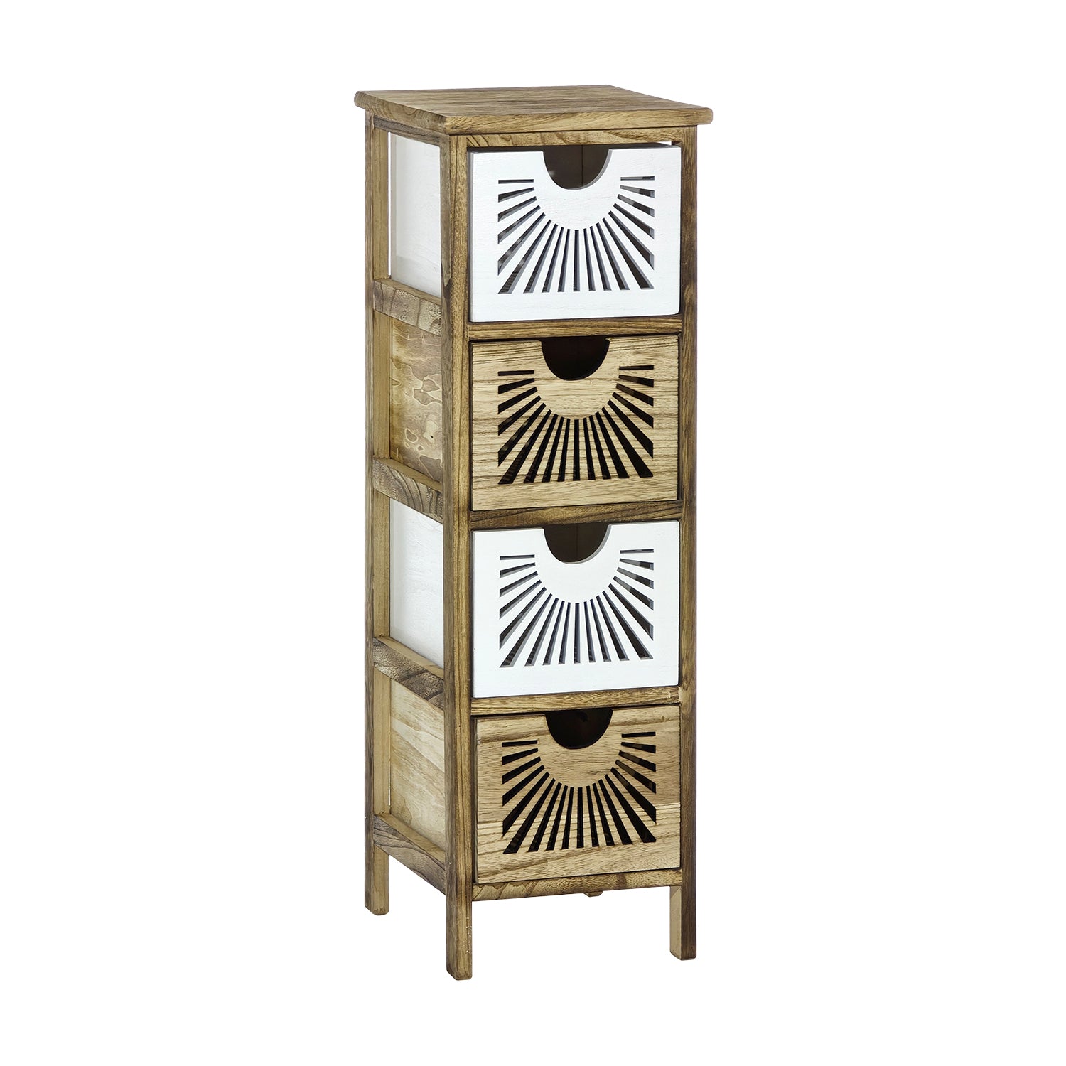 VESTIAMO CASA - Mobiletto Multiuso 4 cassetti Legno di Paulownia Linea Woodhandy - h81x32x26 cm