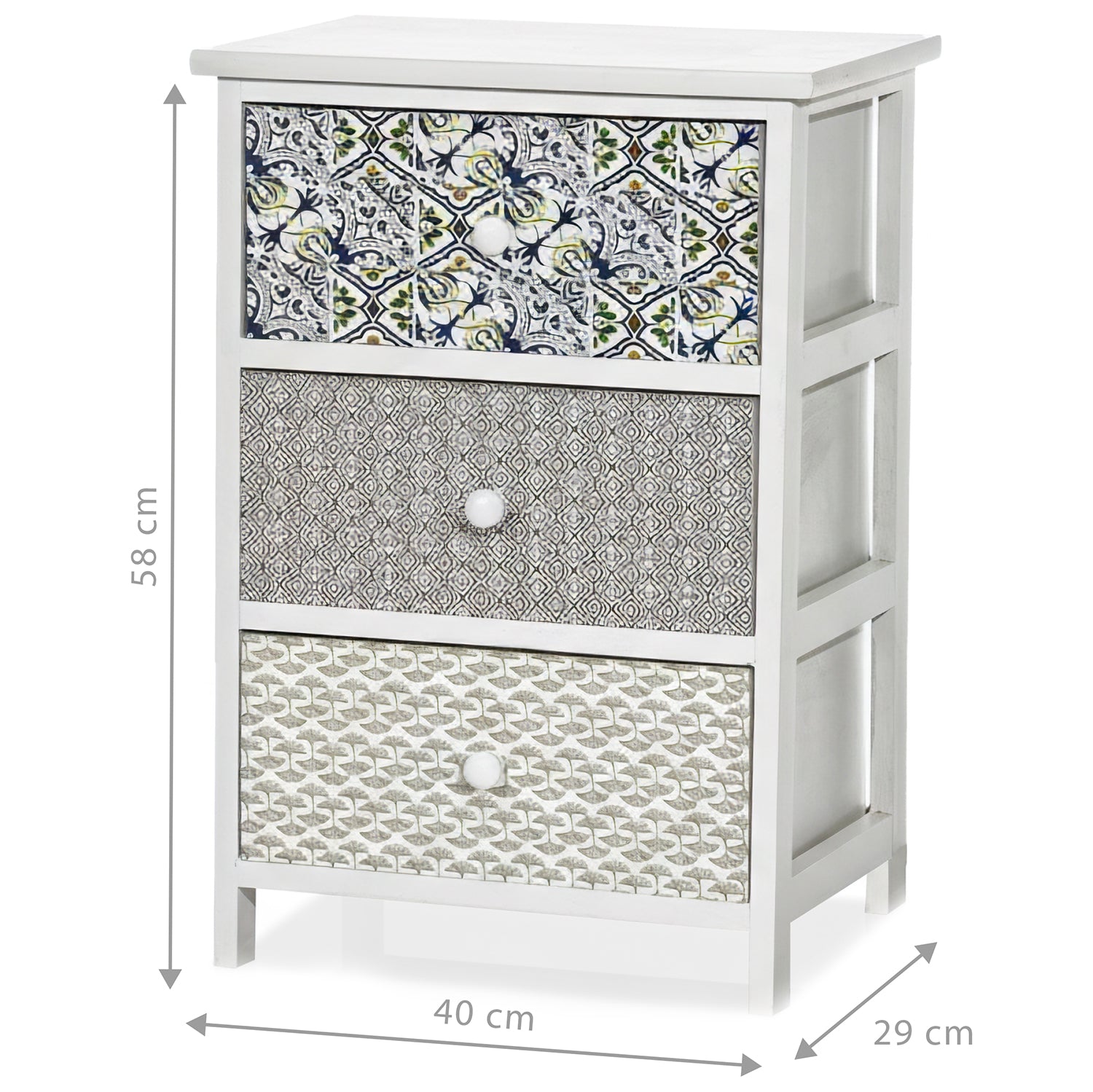 VESTIAMO CASA - Cassettiera Multiuso Linea Woodhandy 3 Cassetti - h58x40x29 cm