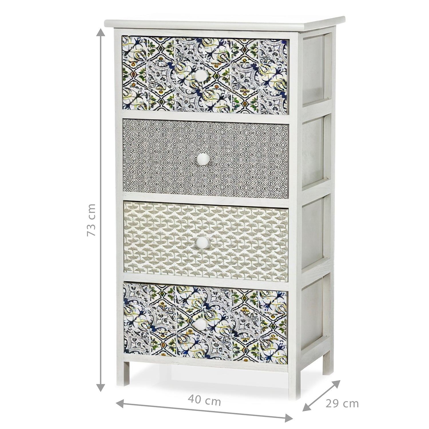 VESTIAMO CASA - Cassettiera Multiuso 4 Cassetti Linea Woodhandy - h73x40x29 cm