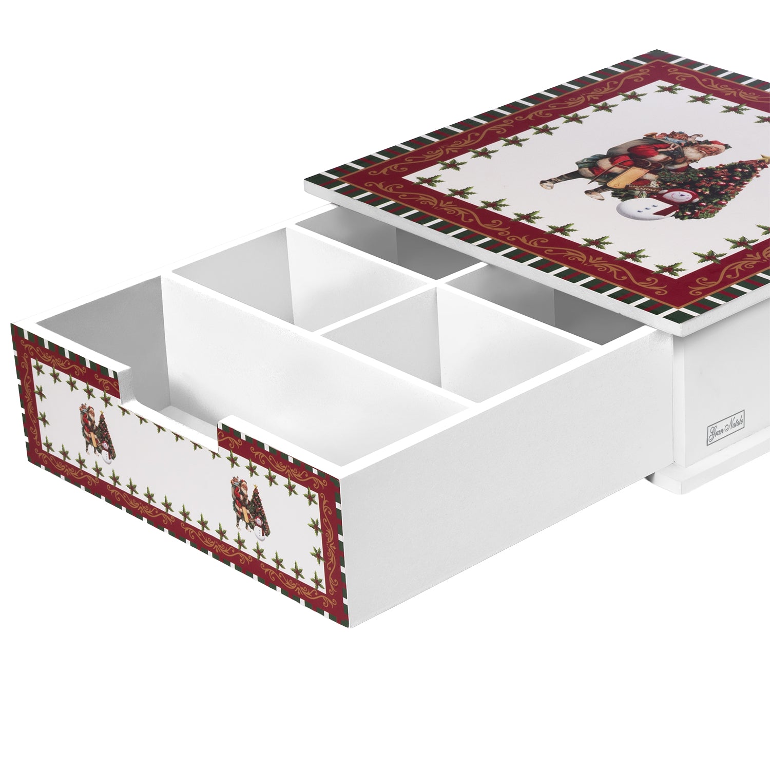 VESTIAMO CASA GRAN NATALE - Porta Capsule Natalizio in MDF 5 Scomparti Salvaspazio Multiuso - Compatibile con capsule Dolce Gusto, A Modo Mio e Nespresso