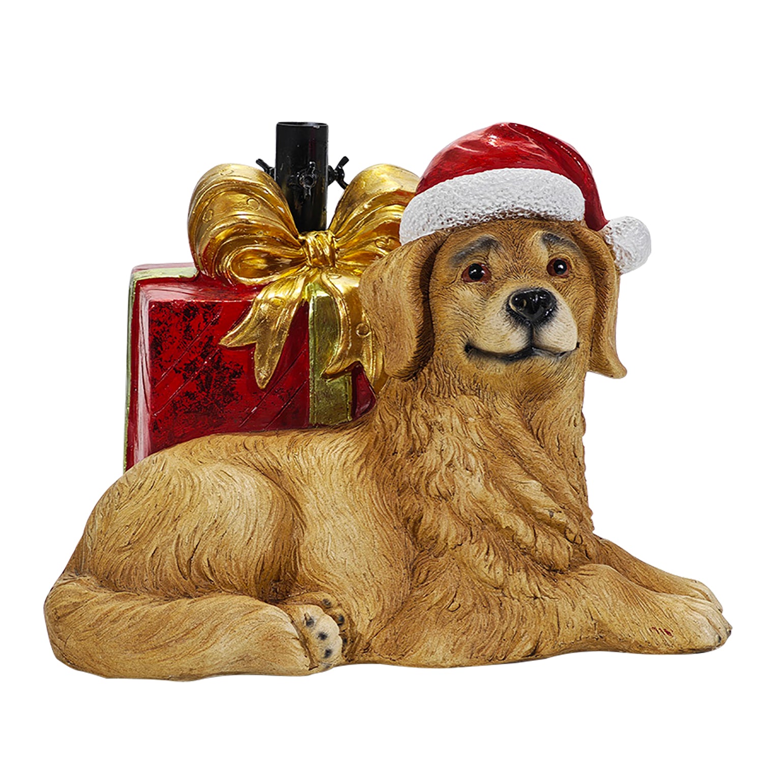 VESTIAMO CASA GRAN NATALE - Base Albero Natale Cane con Pacco Regalo h36x46x36 cm