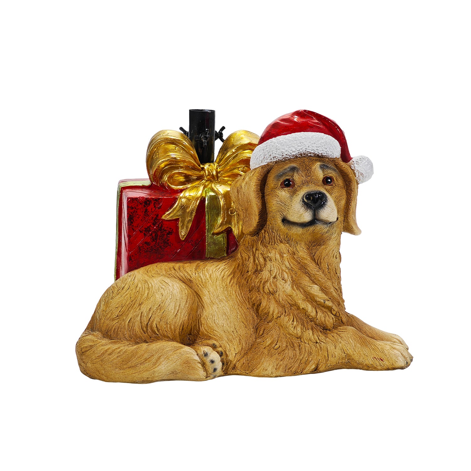 VESTIAMO CASA GRAN NATALE - Base Albero Natale con Cane e Pacco Regalo h36x46x36 cm