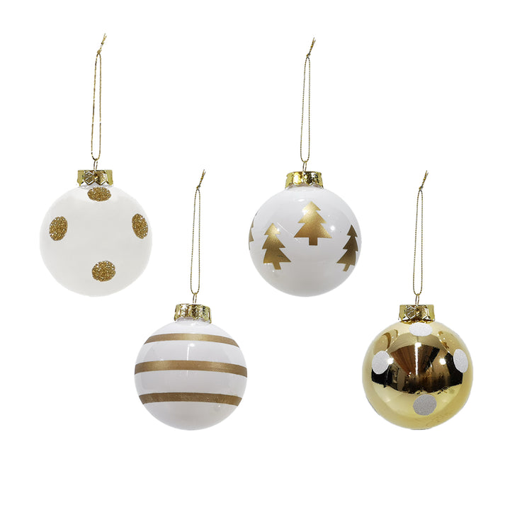 VESTIAMO CASA GRAN NATALE - Palle di Natale Bianco e Oro diametro 6 cm - set 10 pezzi