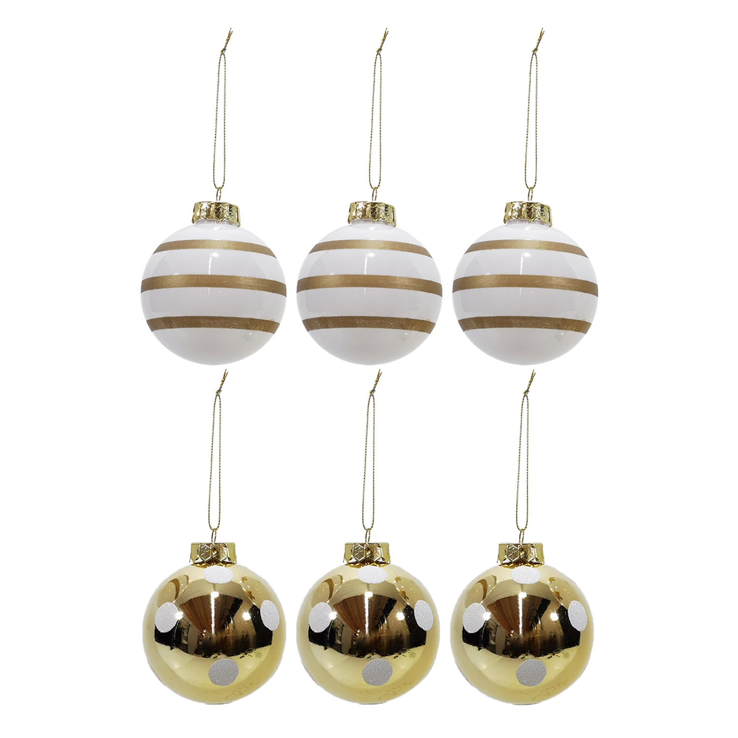 VESTIAMO CASA GRAN NATALE - Palle di Natale Bianco e Oro diametro 8 cm - set 6 pezzi
