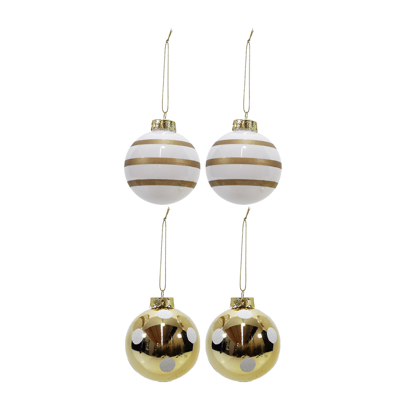 VESTIAMO CASA GRAN NATALE - Palle di Natale Bianco e Oro diametro 10 cm - set 4 pezzi