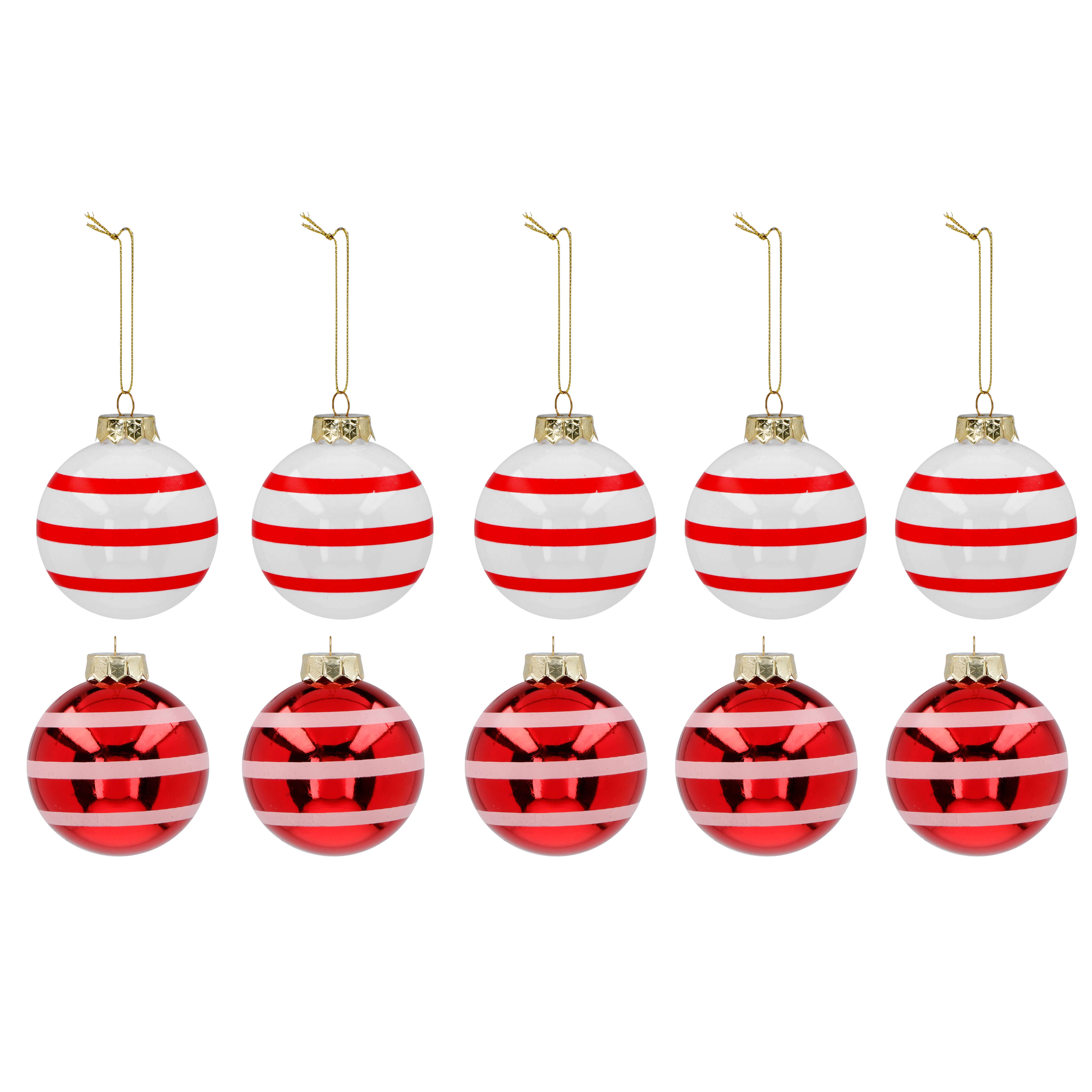 VESTIAMO CASA GRAN NATALE - Palle di Natale Bianco e Rosso diametro 6 cm - set 10 pezzi