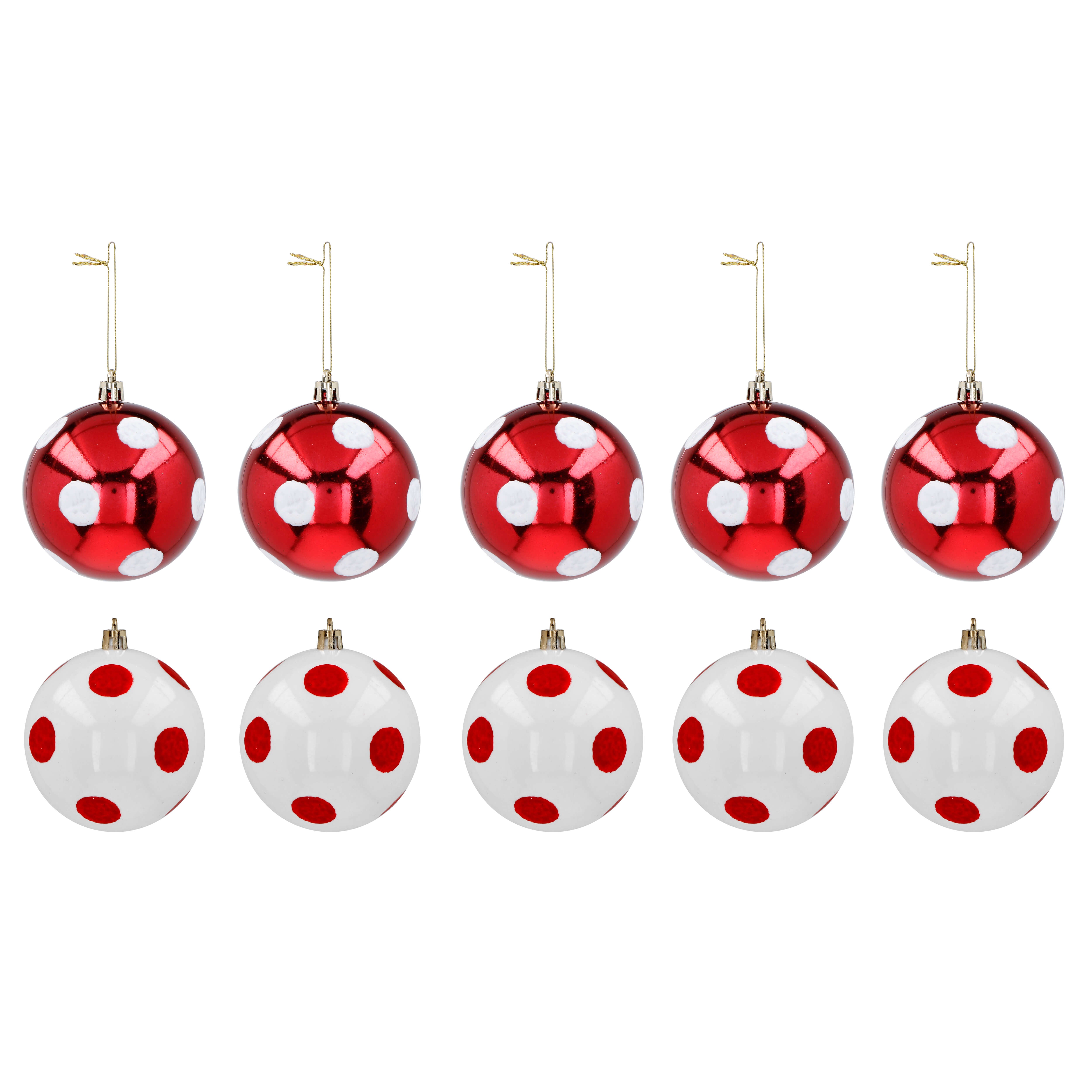 VESTIAMO CASA GRAN NATALE - Palle di Natale Bianco e Rosso diametro 6 cm - set 10 pezzi
