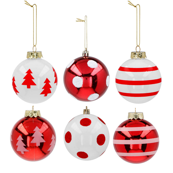 VESTIAMO CASA GRAN NATALE - Palle di Natale Bianco e Rosso diametro 6 cm - set 10 pezzi