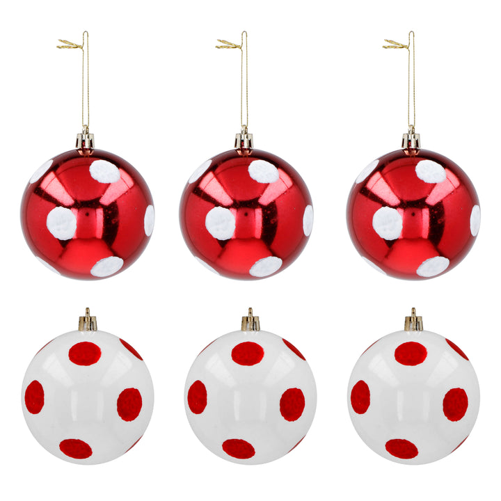 VESTIAMO CASA GRAN NATALE - Palle di Natale Bianco e Rosso diametro 8 cm - set 6 pezzi