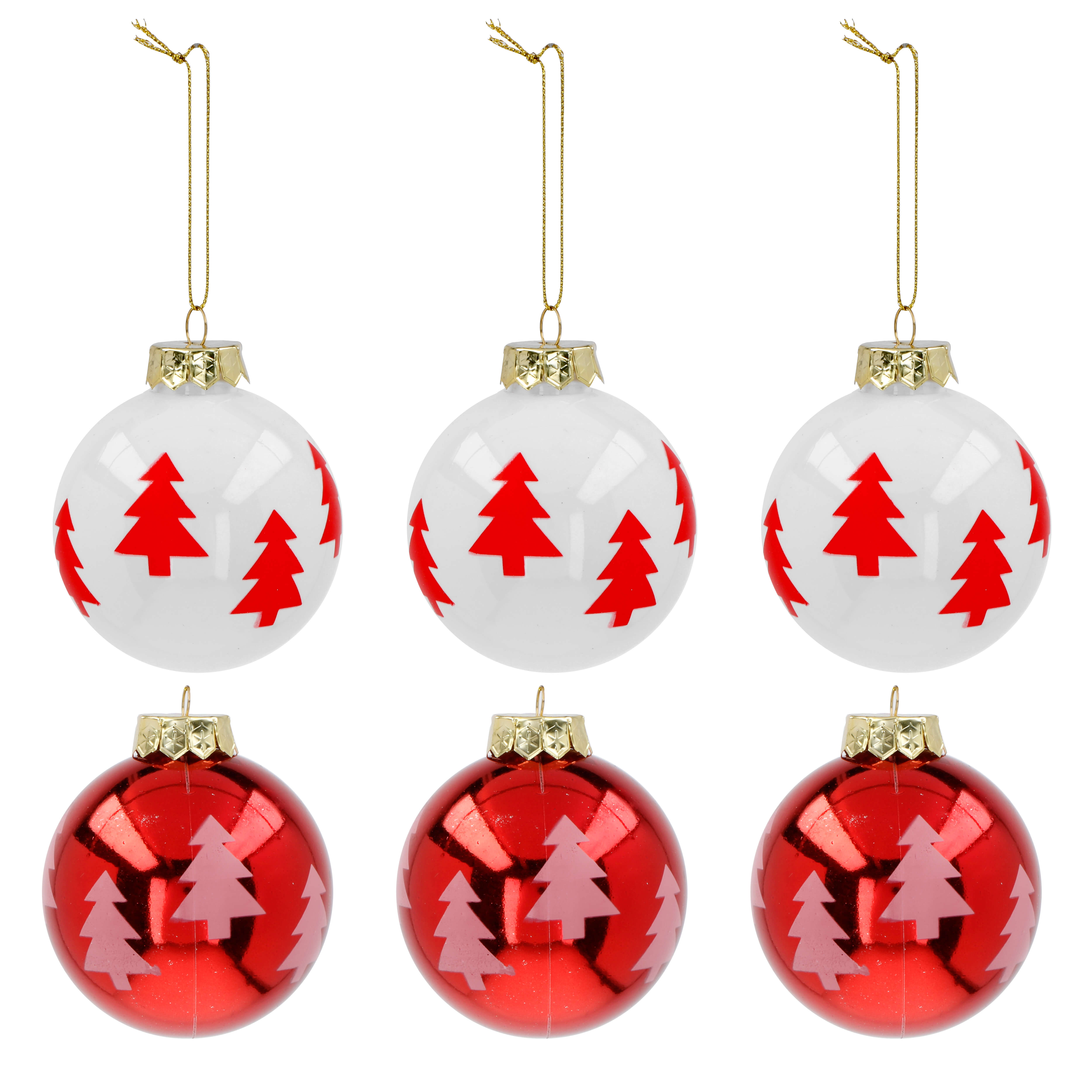 VESTIAMO CASA GRAN NATALE - Palle di Natale Bianco e Rosso diametro 8 cm - set 6 pezzi