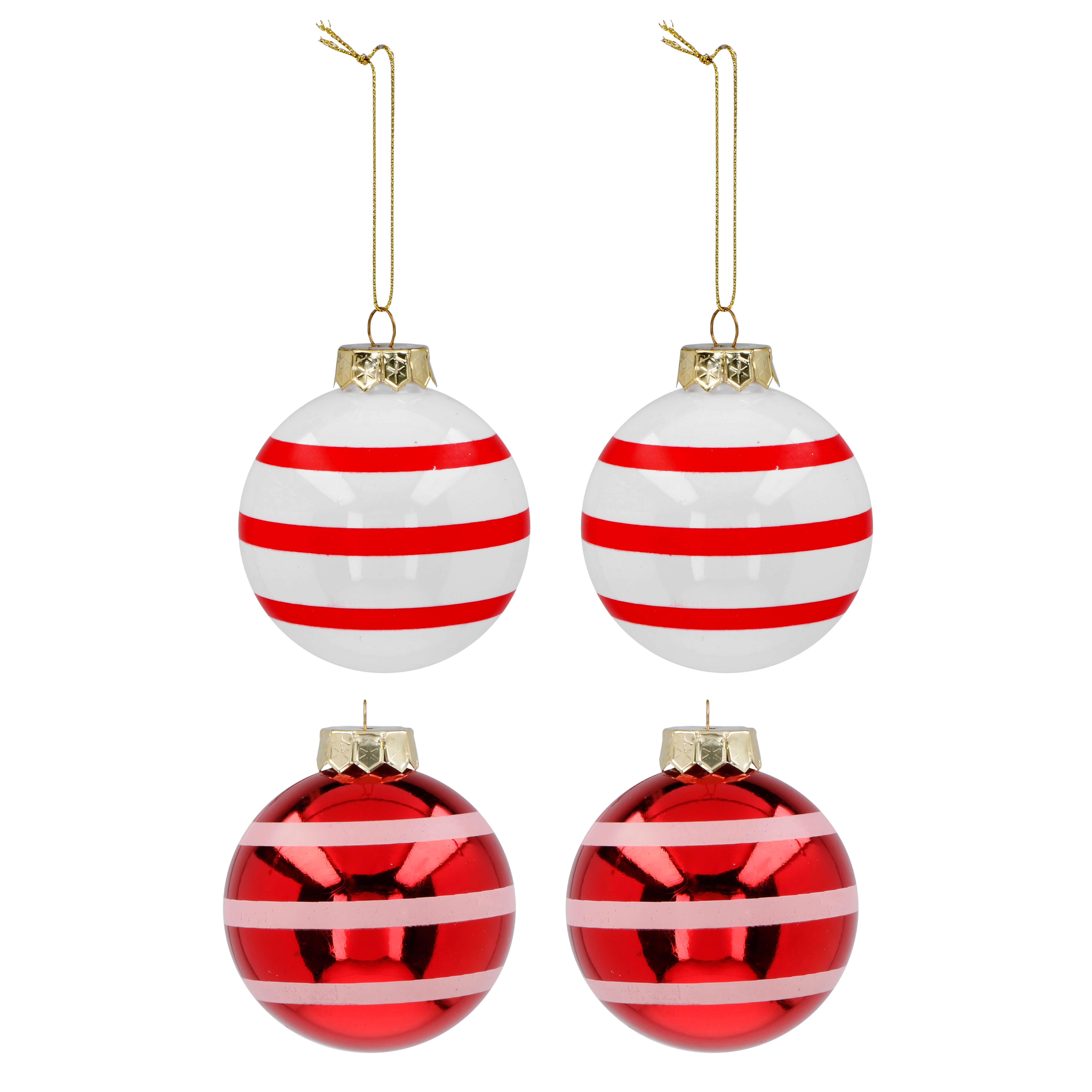 VESTIAMO CASA GRAN NATALE - Palle di Natale Bianco e Rosso diametro 10 cm - set 4 pezzi