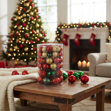 Set Palline Di Natale Infrangibili – 44 Pezzi – Rosso, Oro, Bianco – 6 Cm E 3 Cm – Decorazioni Albero Con Scatola Regalo - 3