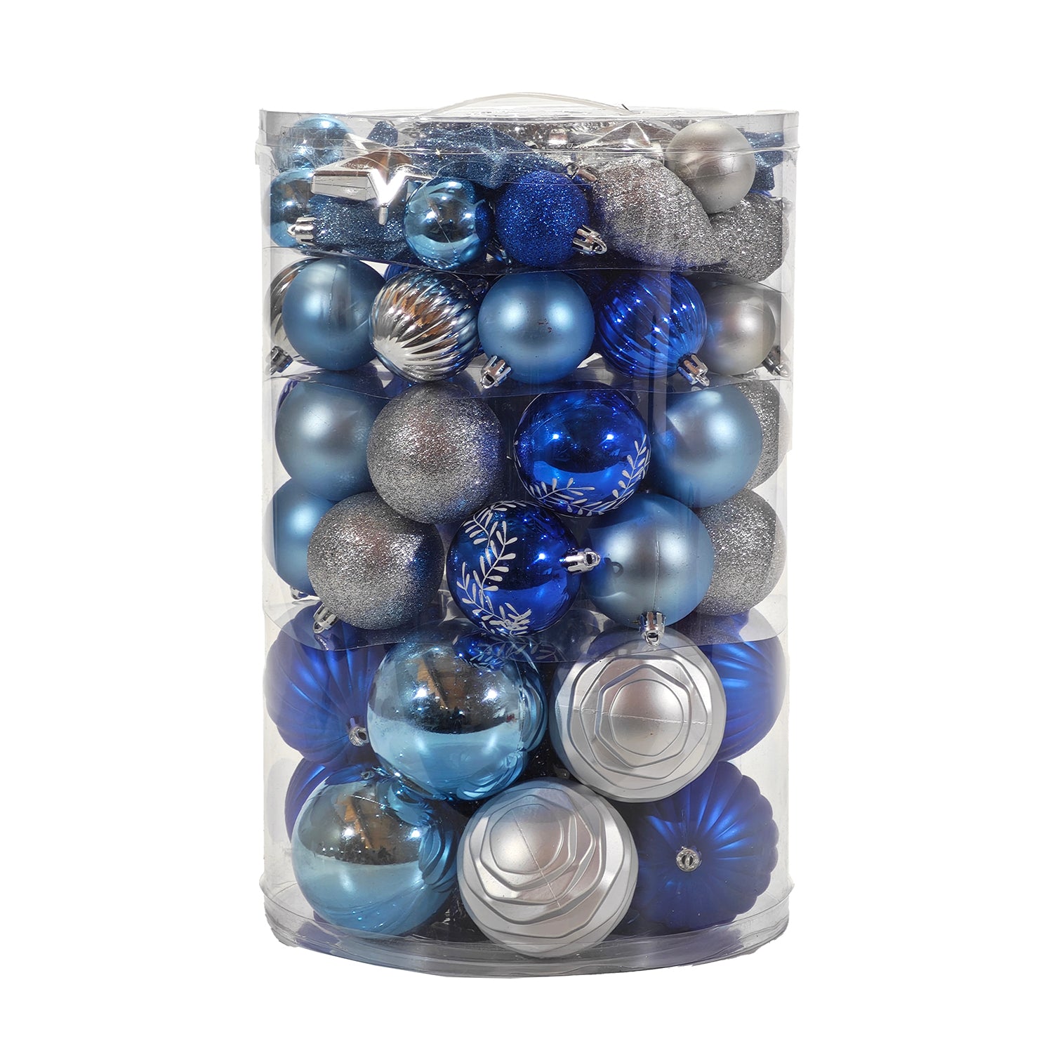 VESTIAMO CASA GRAN NATALE - Set 82 Decorazioni Natalizie Blu Celeste Silver - Palle e Addobbi