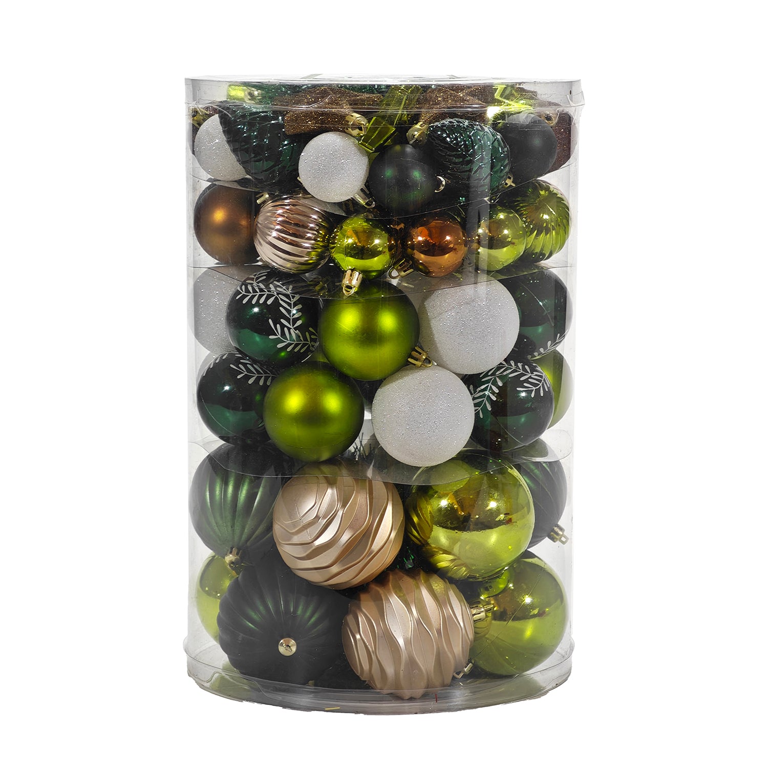 VESTIAMO CASA GRAN NATALE - Set 82 Decorazioni Natalizie Verde Champagne Rame - Palle e Addobbi