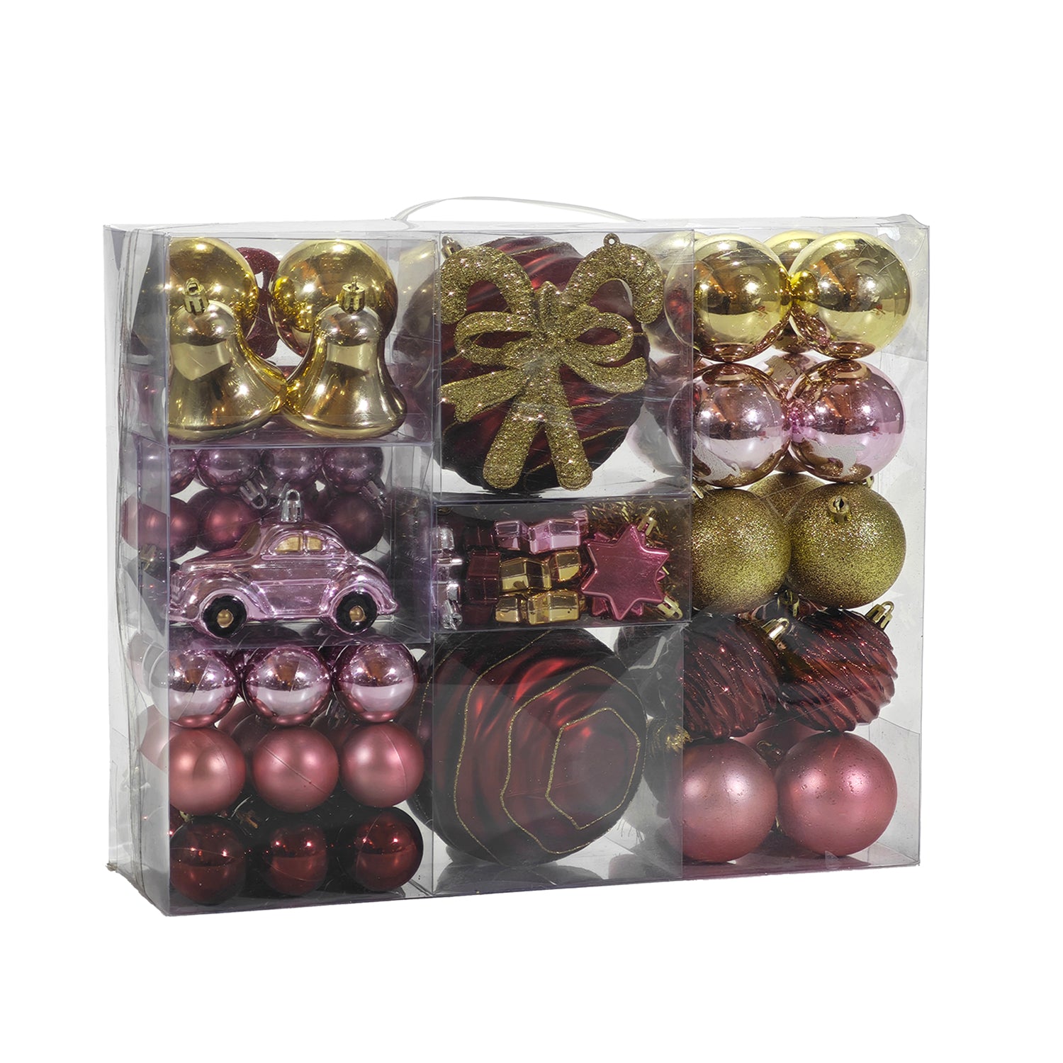 VESTIAMO CASA GRAN NATALE - Decorazioni Natalizie 100 Pezzi Rosa Oro e Bordeaux