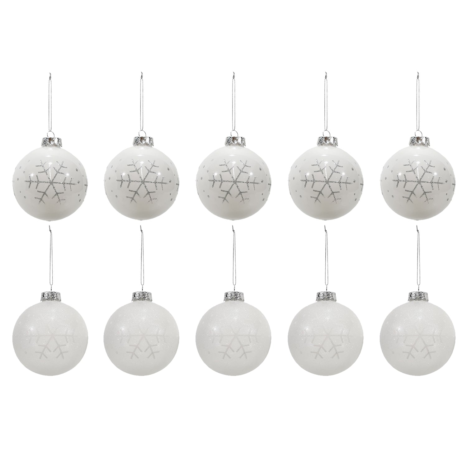 VESTIAMO CASA GRAN NATALE - Set 10 Palline di Natale con Fiocco Bianco diametro 6 cm