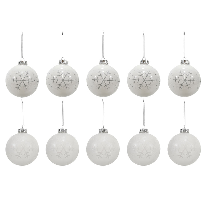 VESTIAMO CASA GRAN NATALE - Palle di Natale con Fiocco Bianco diametro 6 cm - set 10 pezzi