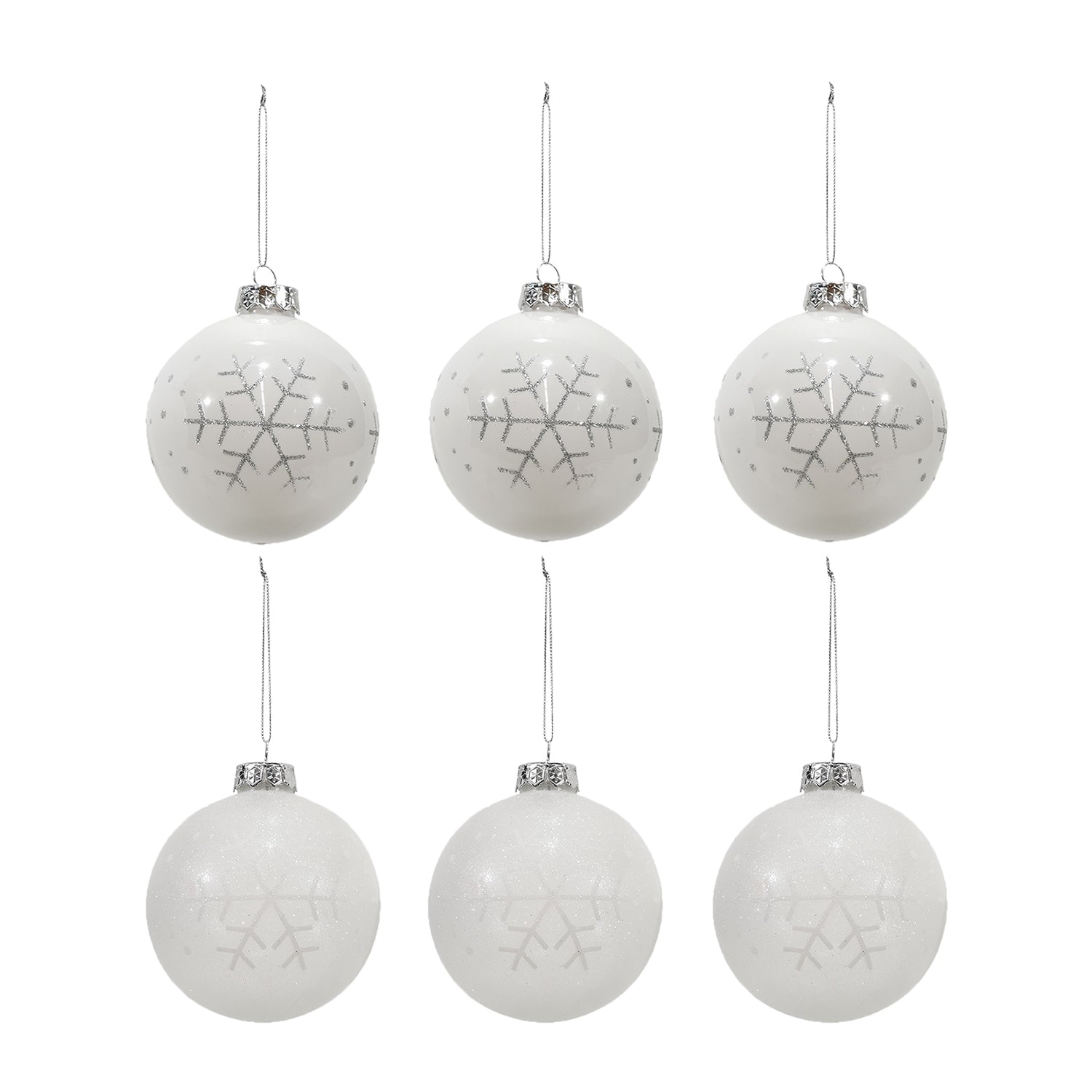 VESTIAMO CASA GRAN NATALE - Set 6 Palline di Natale con Fiocco Bianco diametro 8 cm