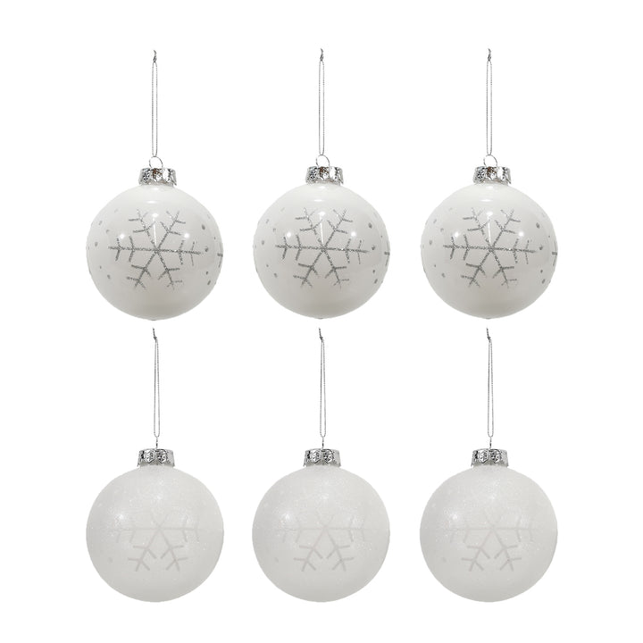 VESTIAMO CASA GRAN NATALE - Palle di Natale con Fiocco Bianco diametro 8 cm - set 6 pezzi