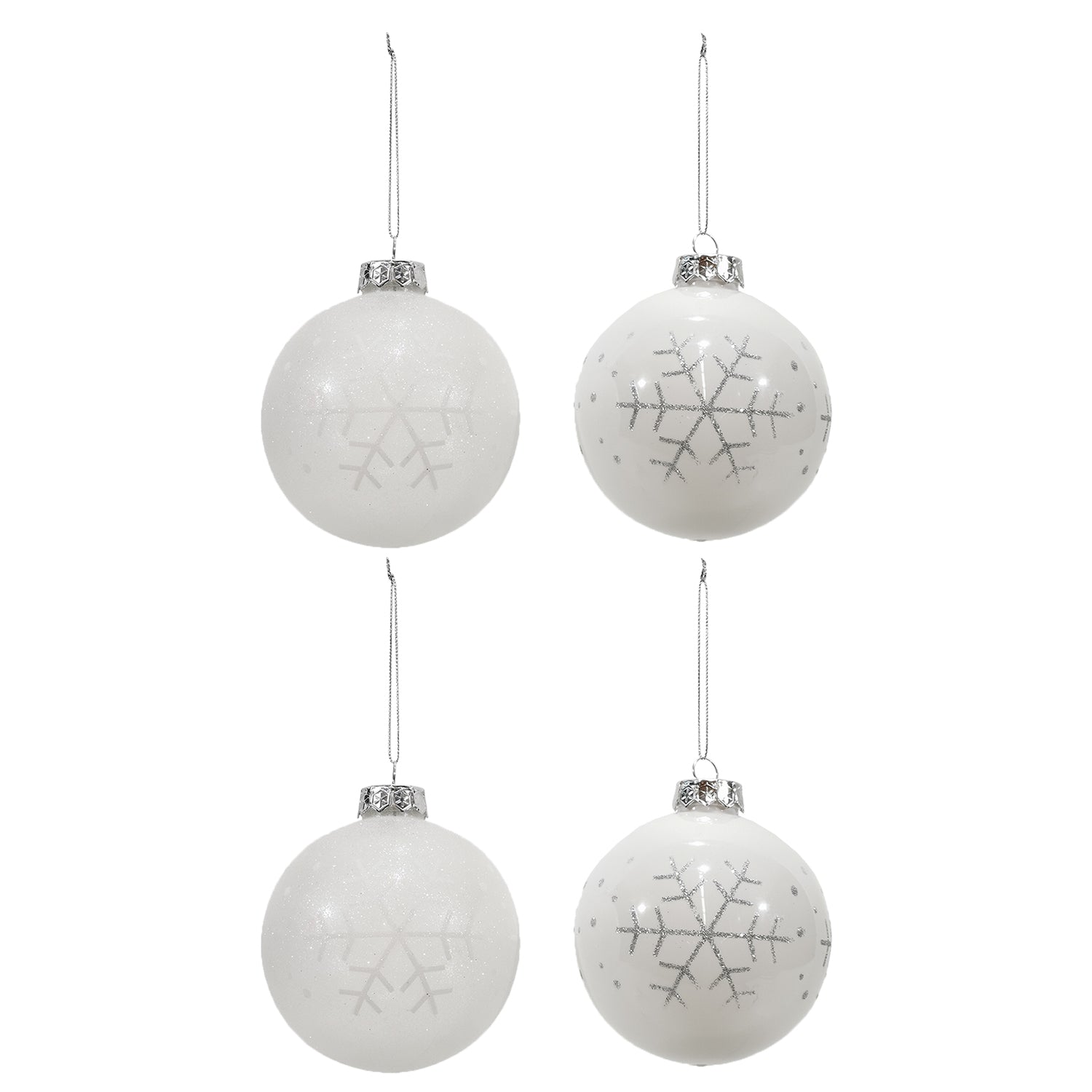 VESTIAMO CASA GRAN NATALE - Set 4 Palline di Natale con Fiocco Bianco diametro 10 cm