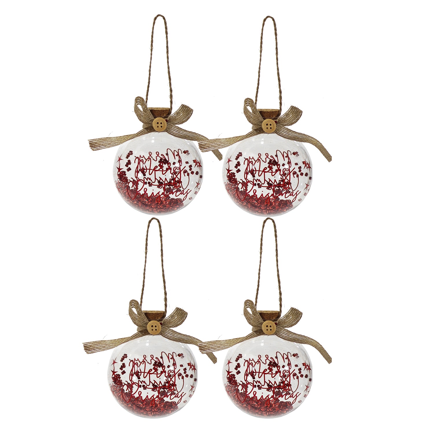 VESTIAMO CASA GRAN NATALE - Palle di Natale Trasparente e Rosso diametro 10 cm - set 4 pezzi