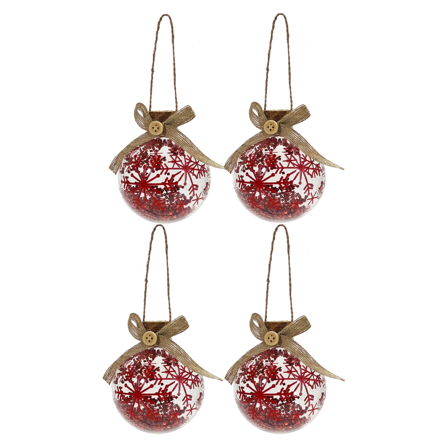 VESTIAMO CASA GRAN NATALE - Palle di Natale Trasparente e Rosso diametro 10 cm - set 4 pezzi