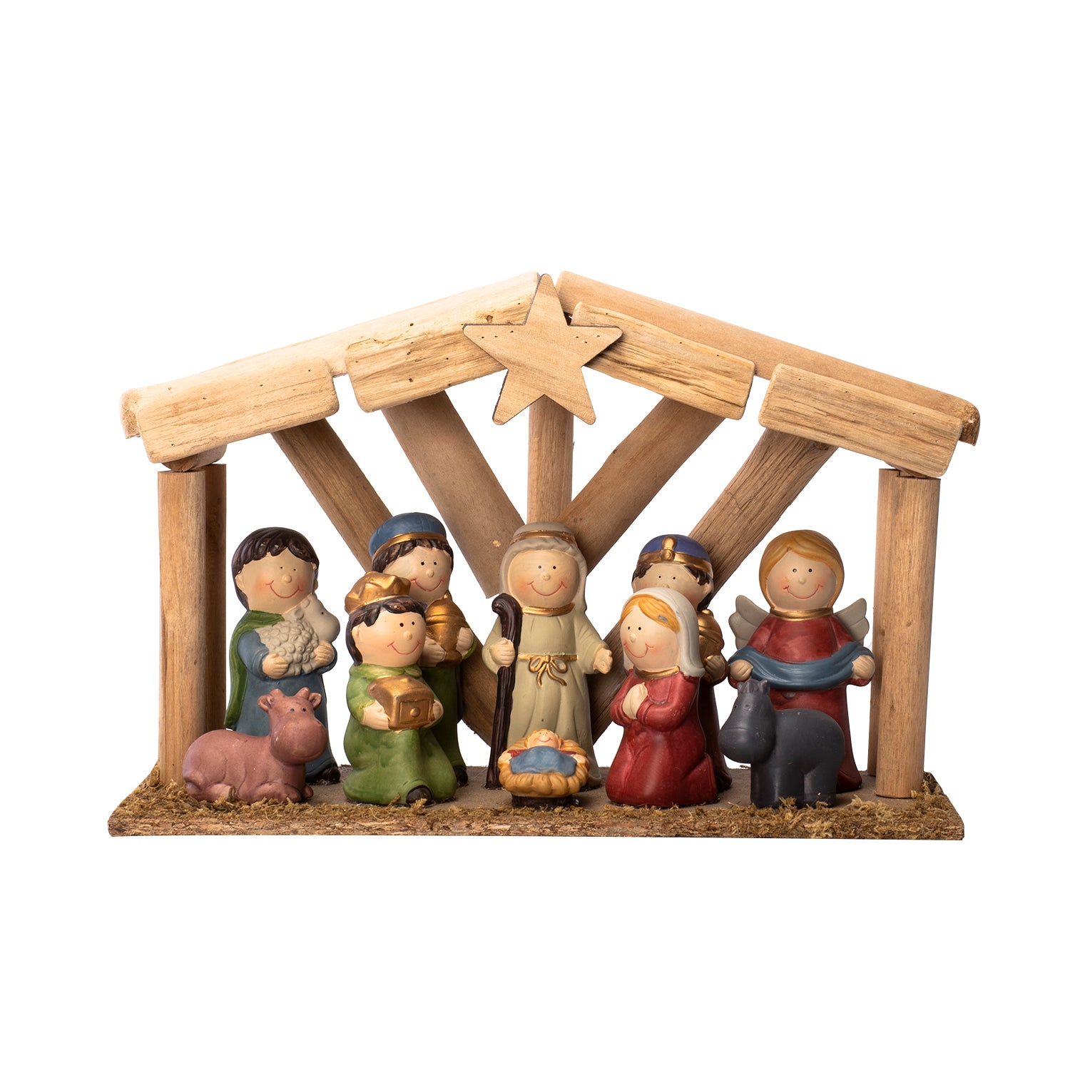 VESTIAMO CASA GRAN NATALE - Presepe Natività 10 Statuette MDF e Poliresina H22 cm - Decorazione natalizia