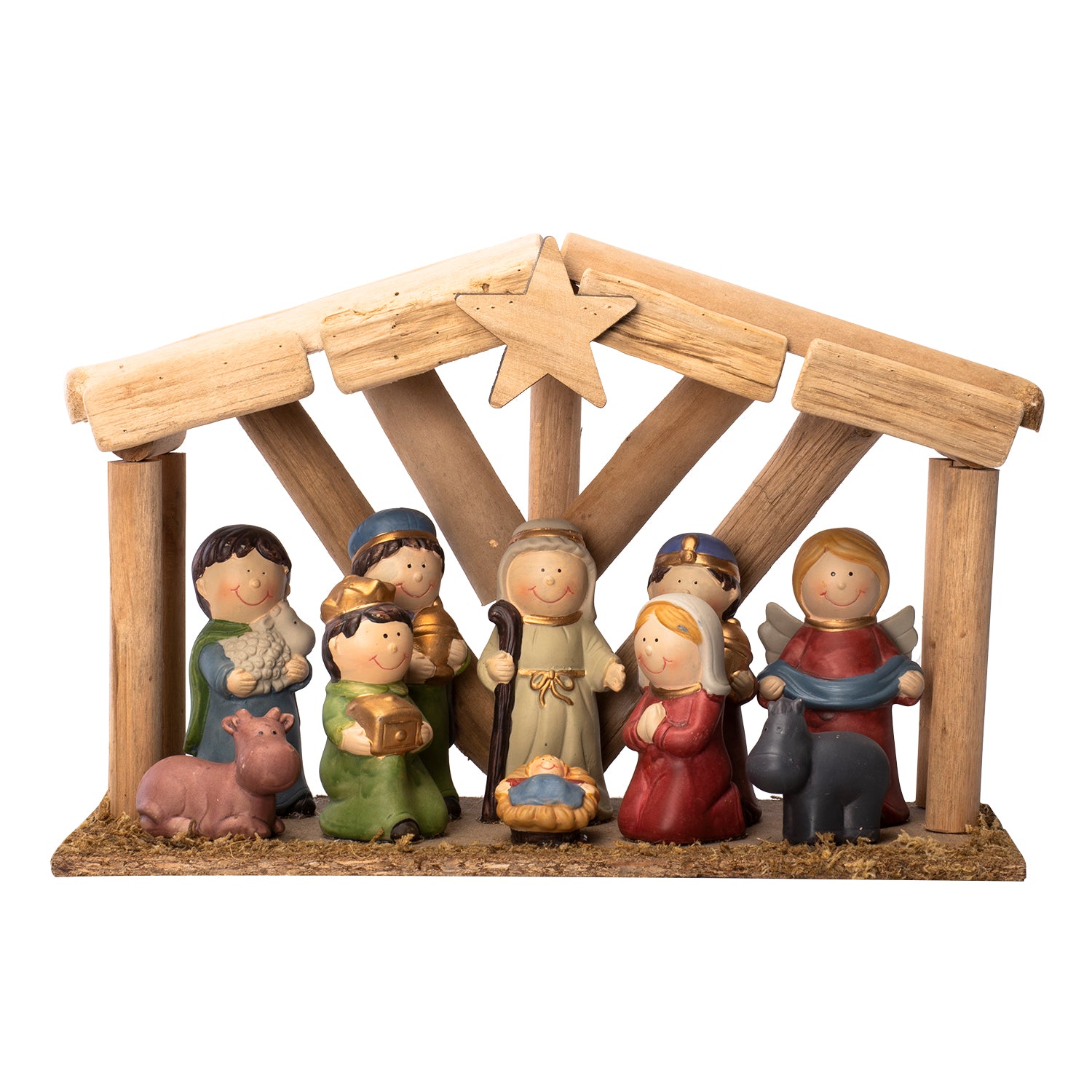 VESTIAMO CASA GRAN NATALE - Presepe Natività 10 Statuette MDF e Poliresina H22 cm - Decorazione natalizia