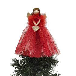 VESTIAMO CASA GRAN NATALE - Puntale Angelo Rosso per Albero di Natale h30 cm