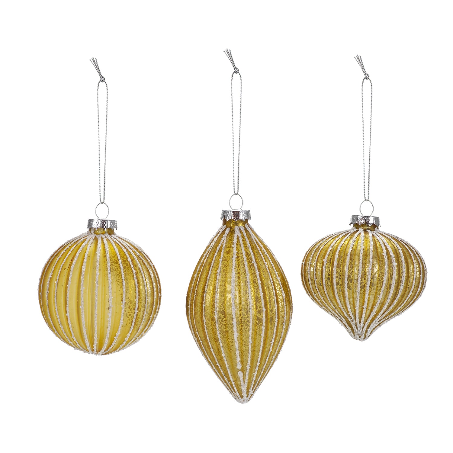 VESTIAMO CASA GRAN NATALE - Decorazioni Natalizie in Vetro Soffiato Oro - set 3 pezzi