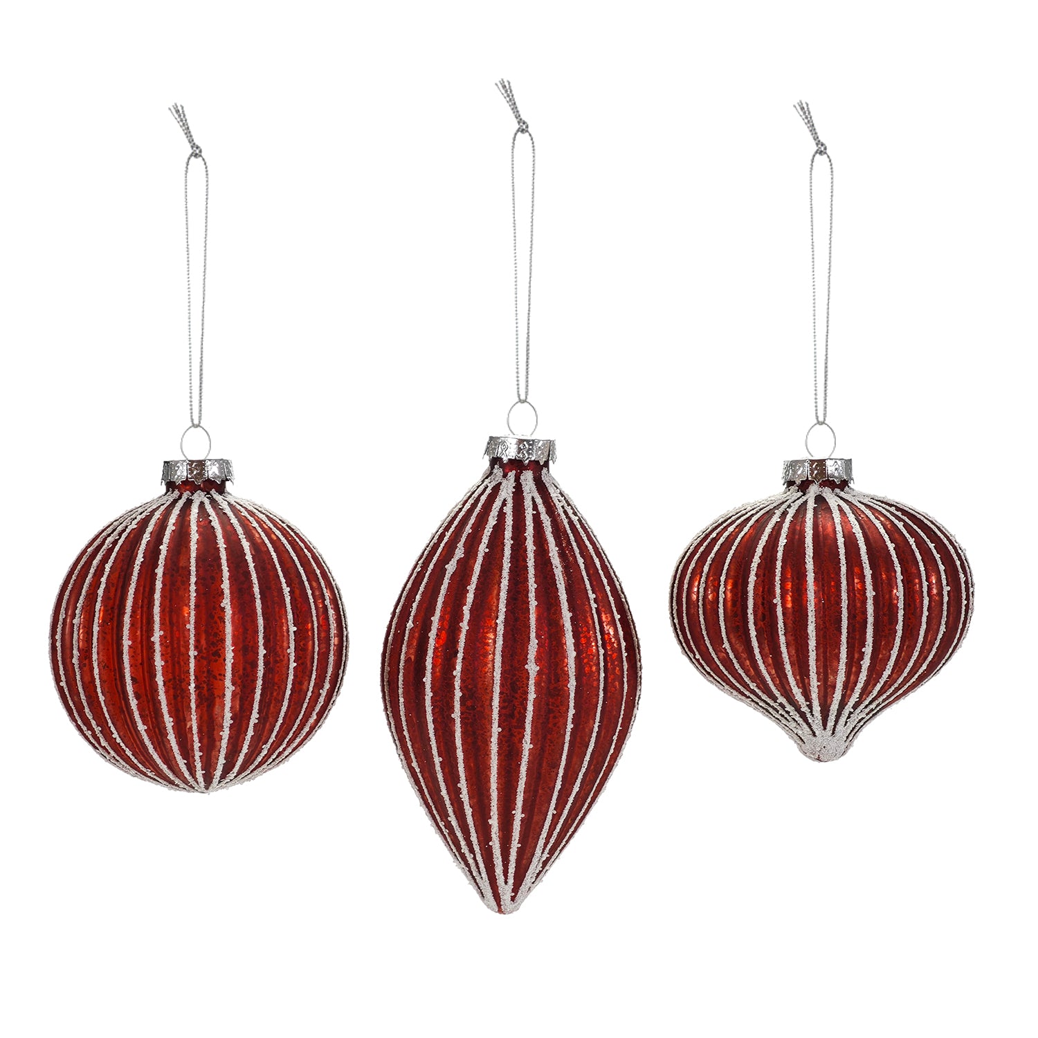 VESTIAMO CASA GRAN NATALE - Decorazioni Natalizie in Vetro Soffiato Rosse - set 3 pezzi