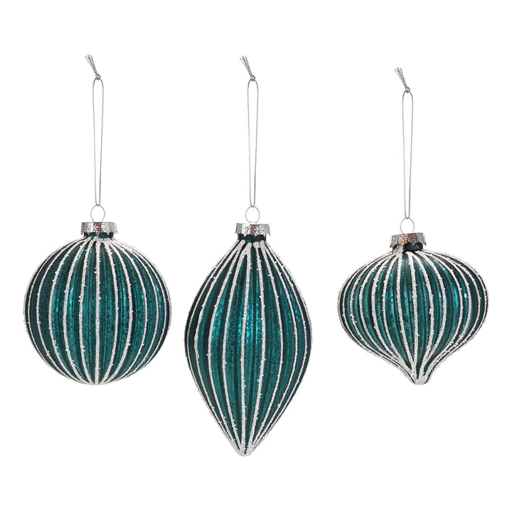 VESTIAMO CASA GRAN NATALE - Decorazioni Natalizie in Vetro Soffiato Verde - set 3 pezzi