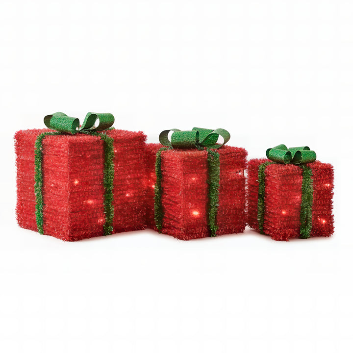 DICTROLUX - Set Pacchi Regalo Luminosi 51 LED Bianco Caldo Rosso e Verde