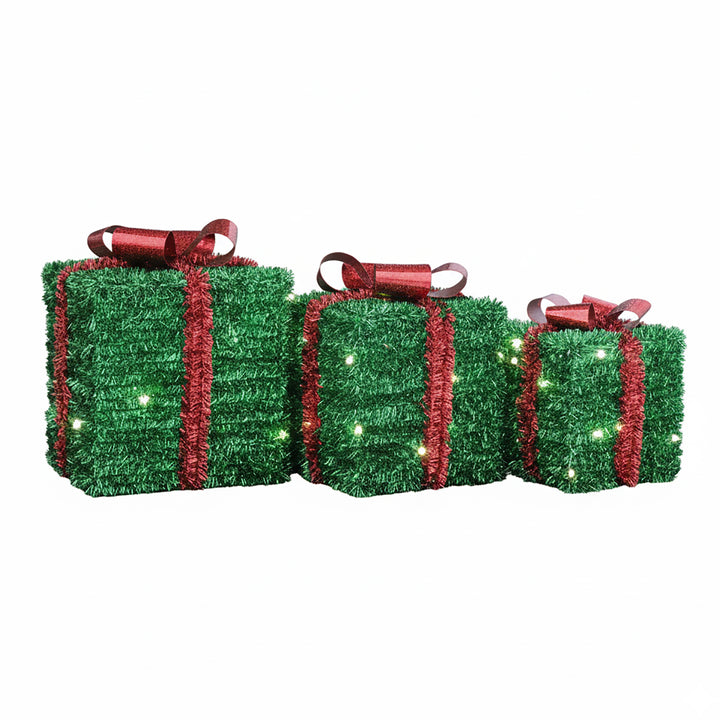DICTROLUX - Set Pacchi Regalo Luminosi 51 LED Bianco Caldo Verde e Rosso