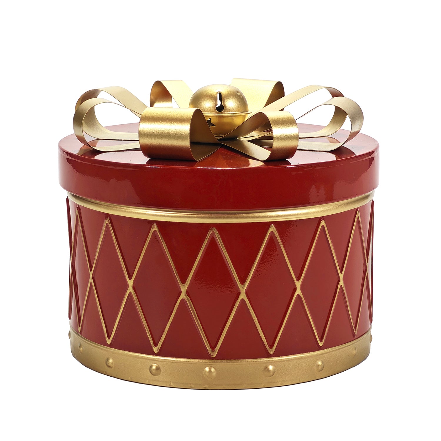 VESTIAMO CASA GRAN NATALE - Scatola Natalizia in Metallo Rossa h21 cm diametro 25 cm