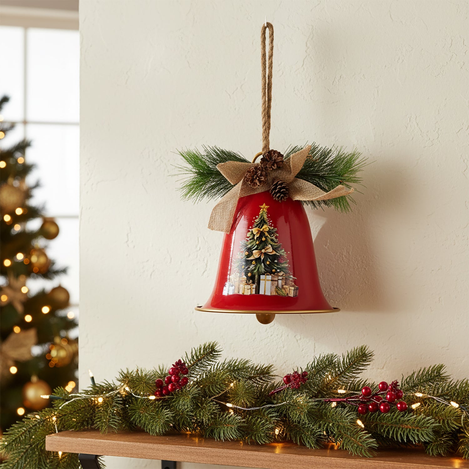 Bandiera rossa di buon Natale, inverno, felice anno nuovo, 9 x 1,5 m, in poliestere, con occhielli, per giardino, cortile, casa, decorazione sportiva per interni ed esterni